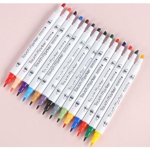 12/18/24/36/48 Colors Double Head Marker Pen Set for DIY Album Glass Rock Wood Drawing Pens Art Markers Brush Pen C26