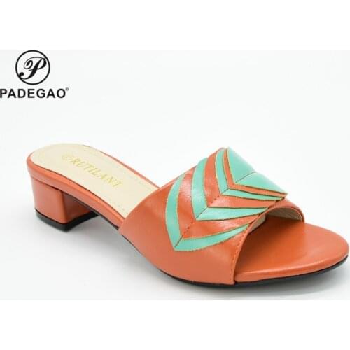 Nigerian New Arrivals 2020 Party Shoes Bling Bling Mature Style Shoes for Party in Orange Color