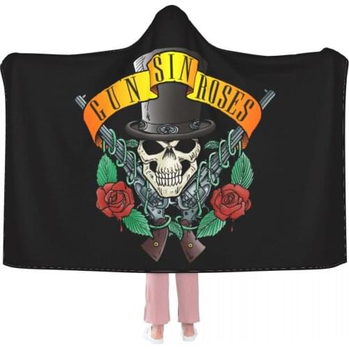 American Rock Band Guns And Roses Hooded Blanket Adult colorful child Sherpa Wearable Blanket Microfiber Bedding