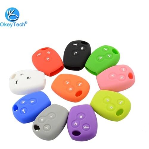 OkeyTech 3 Button Silicone Rubber Car Key Shell Cover Case Protector for Renault Duster Logan Fluence Clio Vivaro Master Traffic