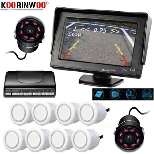 Koorinwoo Parktronic Car Parking Sensors 8 HD 800*480 Car Monitor Indicator Alarm Buzzer Front Form Rear View Camera Automobiles
