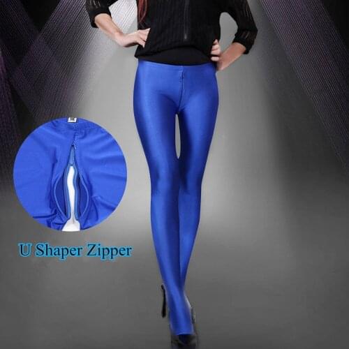 Sexy Zippers Open Croch Leggings Tights High Waist Skinny Stretch Lagging Outdoor Sex Pants Trousers For Women Stockings Clothes