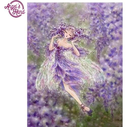 Full square diamond 5D DIY diamond embroidery purple angel girl diamond painting Cross Stitch Rhinestone mosaic decoration CX