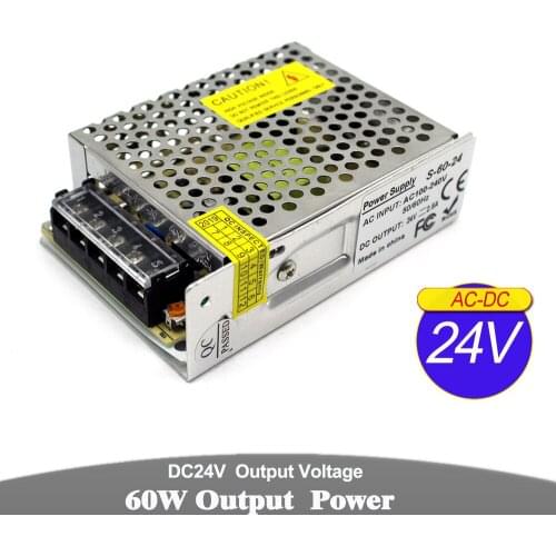 Regulated DC24V 60W power supply Unit AC-DC Transformer 100-240V AC To DC 24V SMPS For LED Lighting CCTV Printer