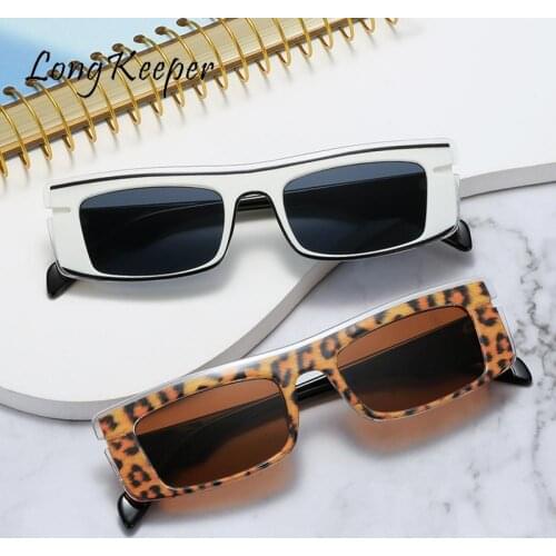 LongKeeper Fashion Rectangle Sunglasses Women Vintage Sun Glasses Leopard Clear Lens Eyeglasses 2021 Trend Steampunk Gafas UV400