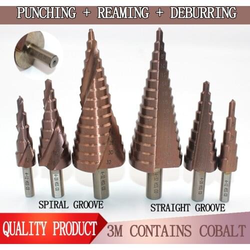 Step drill bits M35 cobalt metal tapered multi-function hole saw pagoda milling cutter 4-12mm 4-20mm 4-32mm HSS triangular shank