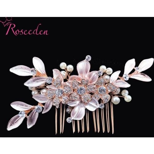 Wedding Hair Combs Hair Accessories Bride Head Ornaments Pearl Headdress Rhinestone Bridal Headpiece Jewelry RE3414-2