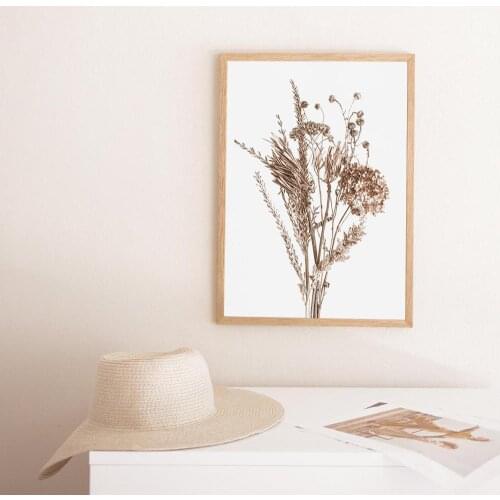 Dried Flowers Art Print Farmhouse Decor Floral Plant Photo Poster Rustic Living Room Wall Art Canvas Painting Botanical Picture