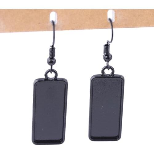10pcs 10x25mm rectangle black cabochon earring base metal bezel setting blanks for earrings making supplies