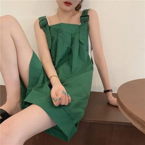 Womens Summer Loose Wide Leg Shorts Jumpsuit Design Sense Curled Casual Loose Sleeveless Rompers Girls Playsuits Overalls