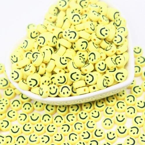 10g Yellow Smiley Beads Smiling Face Acrylic Loose Spacer Beads for Jewelry Making DIY Bracelet Accessories 10g