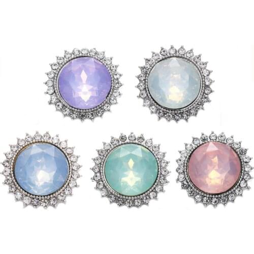 10pcs/lot New Snap Jewelry Colorful Rhinestone Crystal Flower 18mm Metal Snap Buttons Jewelry Fit Snap Bracelet Charm for Women