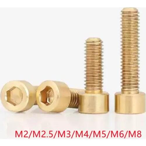 5-10pcs DIN912 M2 M2.5 M3 M4 M5 M6 M8 Pure Brass Hex Hexagon Socket Cap Head Screws