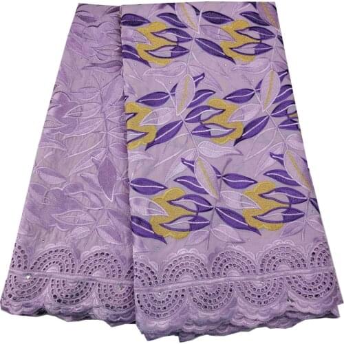 2.5+2.5 yards/pc) High Quality Cotton Lace Fabric Latest Design Swiss Voile With Stone Switzerland Party Dress HL-160