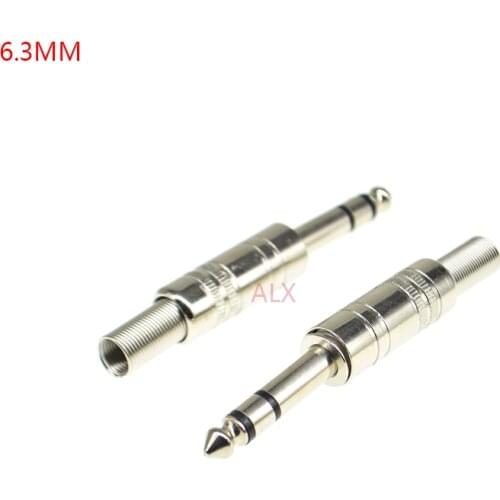 2pcs 6.3mm 6.35MM 3-Pole Stereo Metal Plug Connector 6.3 Plug & Jack Adapter With Soldering Wire Terminals 1/4 inch Stereo Plug