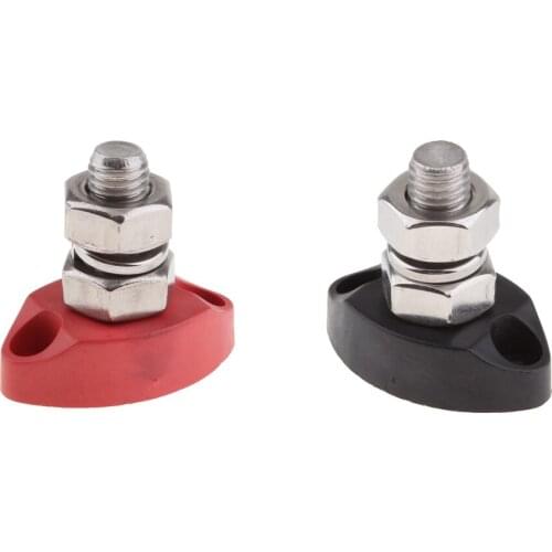 2PACKS Red+Black Junction Block Power Post Insulated Terminal Stud 10mm 3/8"