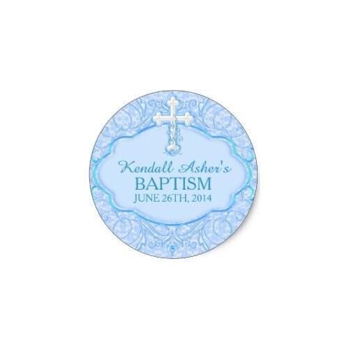 3.8cm Blue Cross Baptism Christening Sticker