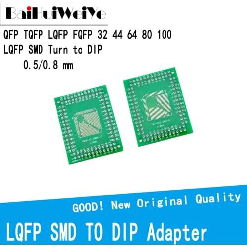 5PCS/LOT QFP TQFP LQFP FQFP 32 44 64 80 100 LQF SMD Turn to DIP Adapter PCB Board Converter Plate 0.5/0.8 mm