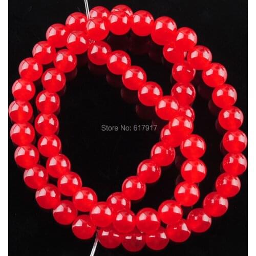 6mm Red Jades Round Loose Beads Spacer 15.5" Strand Jewelry Making TG3053