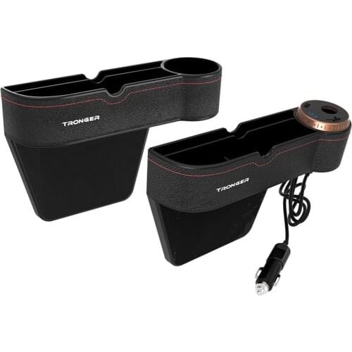 Multi-functional Car Cup Holder Seat With Slit Storage Box Bag Dual USB Digital Display Car Charger Phone Holder