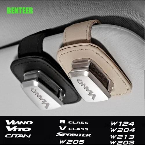 Genuine Leather Car Glass Clip Holder Sticker For Mercedes Benz CITAN SPRINTER VITO VIANO R V CLASS W124 W213 W203 W204 W205