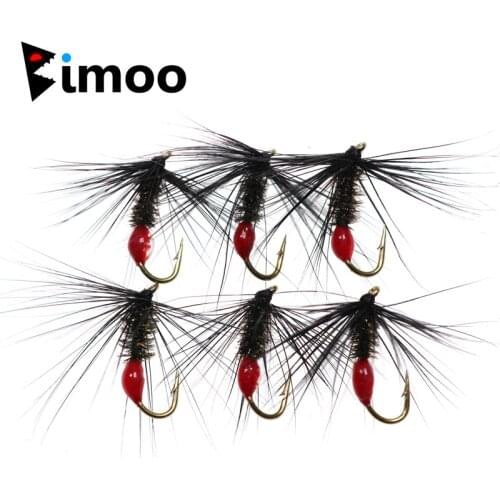 Bimoo 6PCS/Lot #12 Soft Hackle Red Butt Flying Ant for Rainbow Brown Brook Trout Fishing Ant Wet Fly Fishing Lure Bait