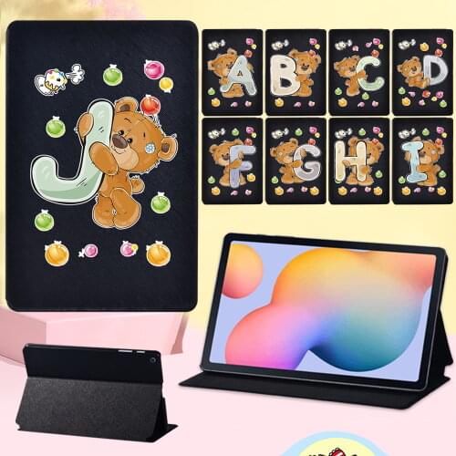 For Samsung Galaxy Tab S6 Lite 10.4" P610 P615 Anti-Dust Cover Case Tablet Accessories High Quality Bear Letter Flip Tablet Case