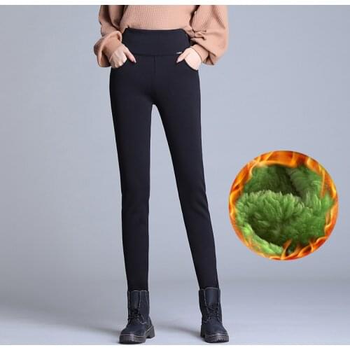 Black Warm Pants Winter Legging Women Cashmere Leggings Girl Trousers Thick Velvet Wool Fleece Pants For Female Sex Leggings