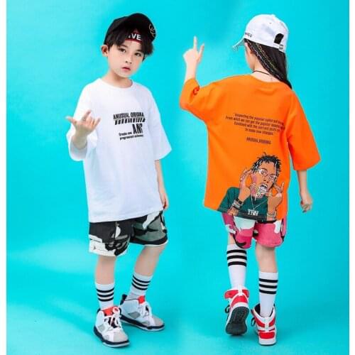 Child Jazz Hip Hop Dance Clothes for Girls Boys T Shirt Cropped Tops Short Pants Ballroom Dancing Costumes Kids Clothing Wear