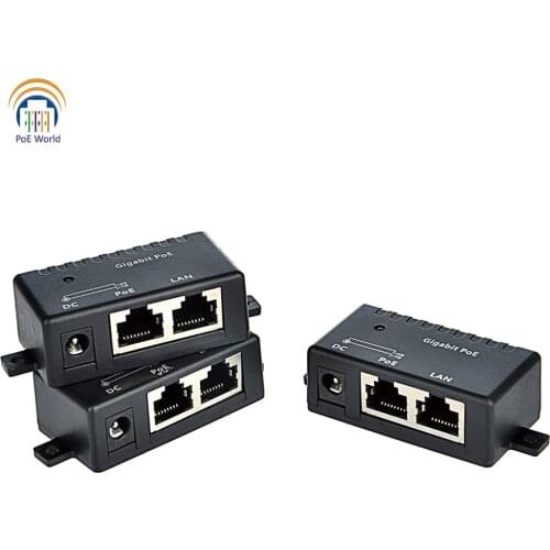 Gigabit Passive PoE injector/ PoE splitter RJ45 1000Mbps data speed with 2.1x5.5mm DC connector for IP Camera VOIP Phones