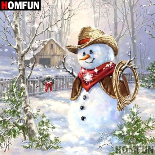 HOMFUN Diy Full Square Round Drill 5D Diamond Painting Cross Stitch Diamond Embroidery "Cartoon snowman" Home Decor Gift A08889