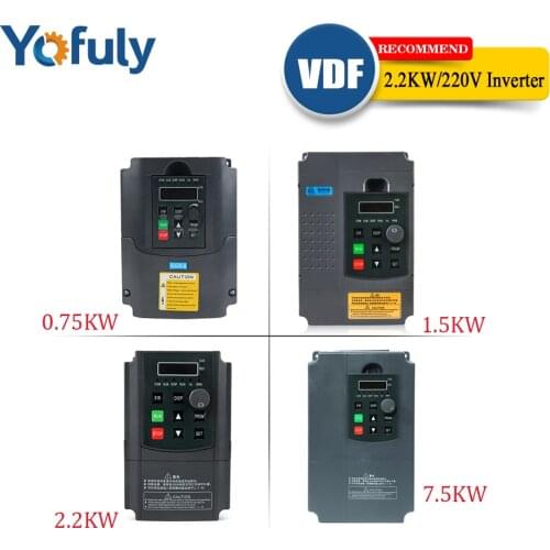 2.2KW 220V VFD Inverter 3KW 4KW 5.5KW 7.5KW Frequency Inverter Converter 220V 1P Input 3P Output For CNC Spindle Motor