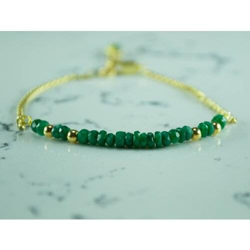 Emerald Chain Gold Filled Chain Bracelet, 14K Gold Filled Jewelry for Women, May Birthstone Bracelet,, hand Made in TURKEY