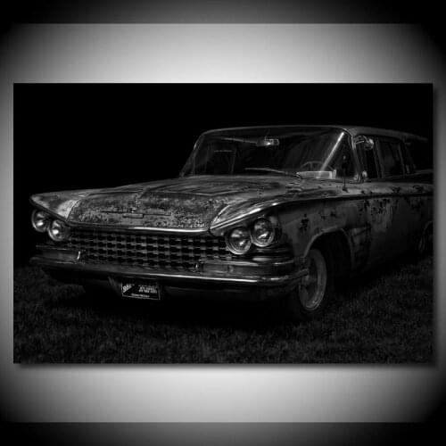 Canvas Paintings Vintage Car get Rust Black Front View Modern Wall Art Picture Posters HD Print for Living Room Decor