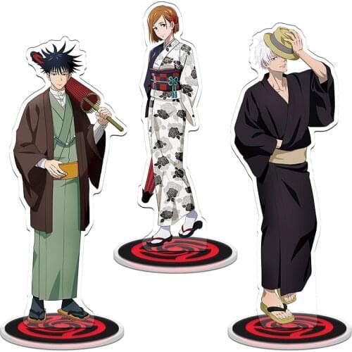 Jujutsu Kaisen Kimono Acrylic Large Stand Model Gojo Satoru Fushiguro Megumi Kugisaki Nobara Plate Anime Desk Decor Toy Cosplay