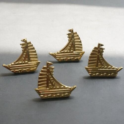 Creative Brass Sailboat Shape Handle Luxury Drawer Pull Wardrobe Cupboard Cabinet Door Knob Decor Furniture Handles Hardware