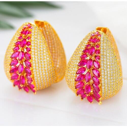 LARRAURI Trendy Crystal Multicolor CZ Office Style Hoop Earrings Exquisite Professional Womens Jewelry Earrings Accessories