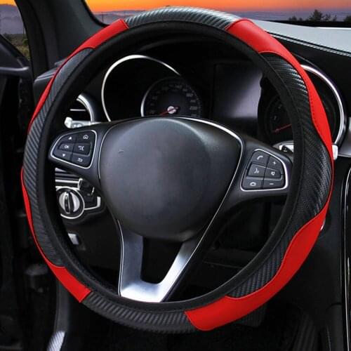 Lcyonger Car Steering Wheel Cover without Inner Ring Elastic Belt Handle Cover Carbon Fiber Sports 16 Micro Fiber Leathe 60 38CM