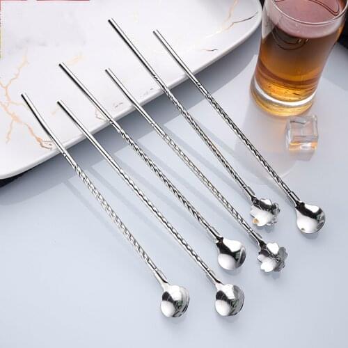 304 Stainless Steel Straw Mixing Spoon Straw Flower Spoon Straw Creative Straw Small Straw Straw