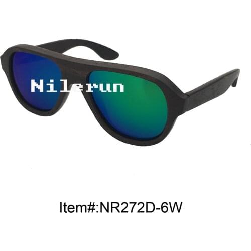 Fashion unisex green lenses ebony wood sunglasses