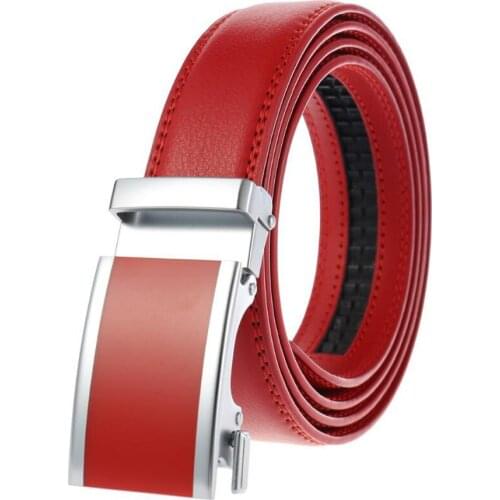 Mens Leather Belt Automatic Alloy Buckle 35mm Ratchet Belt more Style Belt length:110-125cm