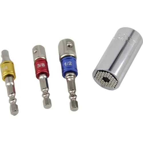 4 Pcs Power Hand Tools Socket Set Hex Square Nut Driver Drill Impact Extension Bits and Universal Socket