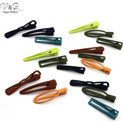 2020 New Trendy Geometric Hair Clips Set Flocking/ Rubber Coated Surface Colorful Hair Clip Girls Hair Accessories Hair Pins