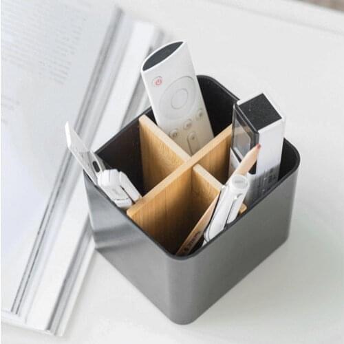 2 Type Desk Storage Box Table Decor Multi-function Detachable Bamboo Wide Application Desk Pencil Holder Sturdy for Home/Office