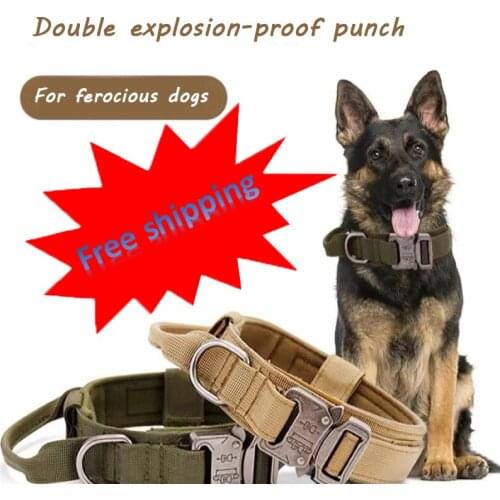 2021 new nylon wear-resistant tactical pet collar outdoor adjustable medium and large traction collar dog collar professional