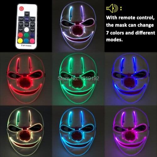 New arrival Halloween Carnival Glowing Mask Plastic Optical Fiber LED Mask Glow Party Supplies Suitable for Stage Performances
