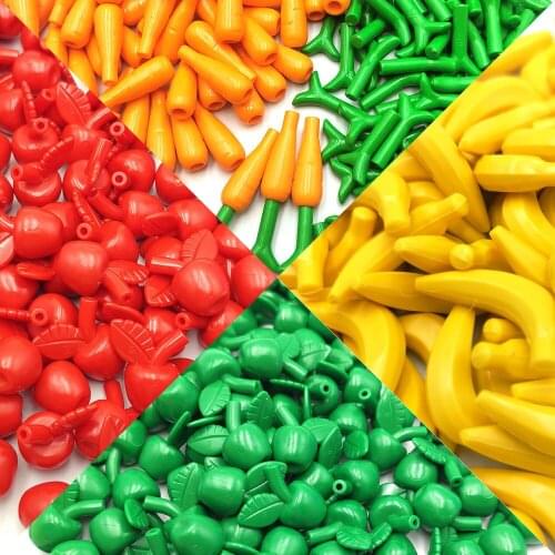 Food Building Blocks Dessert Fruti City Accessories Banana Cherry Carrot Ice Cream Brick Toys Friends Children Gifts