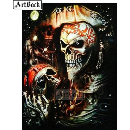 Full Square / Round 5D Diamond Painting Skull Picture Artwork Diamond Embroidery 3d Rhinestone Mosaic Home Decor