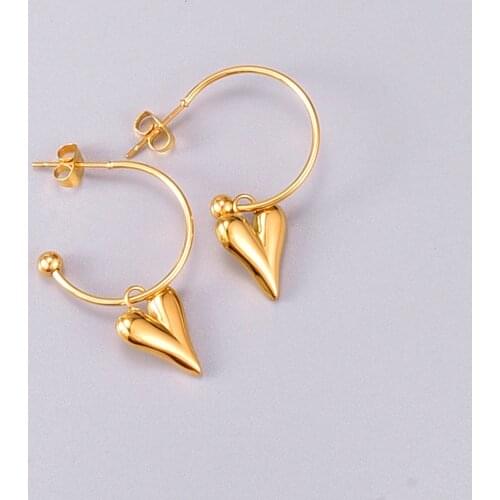 Exaggerated 3 D Heart Hoop Earrings for Woman Girl Nightclub Party Fashion Jewelry 18 K Gold Plated 316 L Titanium Steel Earring