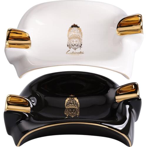 Luxury Ceramic Cigarette Cigar Ashtray Holder Home Table Use 2 Slot With Gift Box For Men